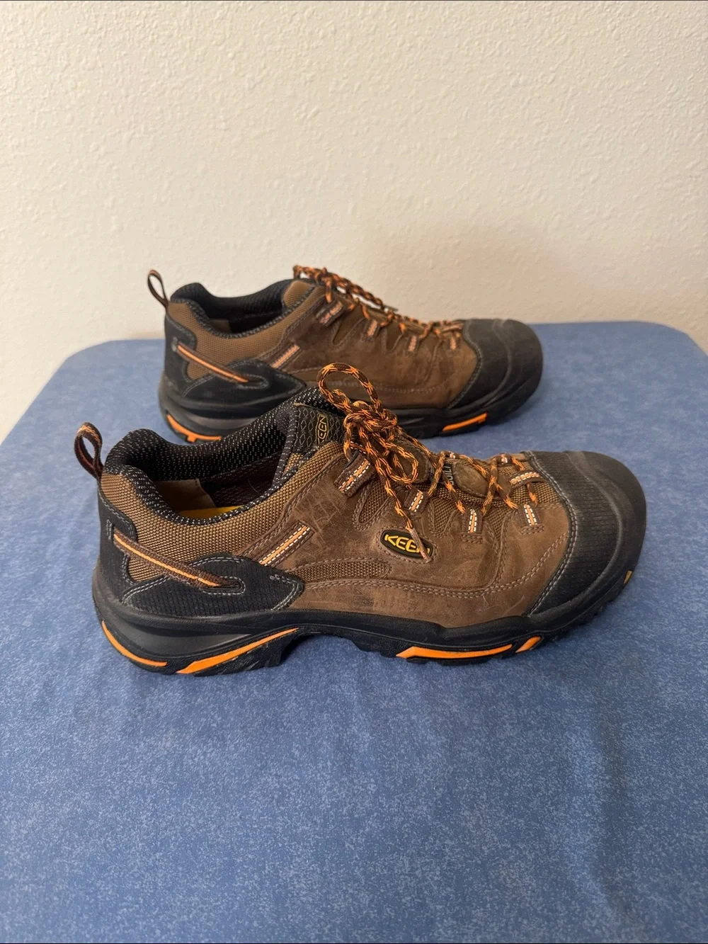 KEEN Brown and Orange Men's Low-Cut Hiking Boots